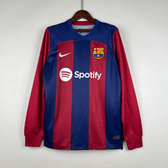 Barcelona Long Sleeve Football Jersey Home 23 24 Season