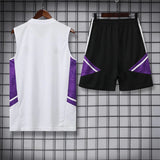 Real Madrid White and Purple Sleeveless Training Jersey