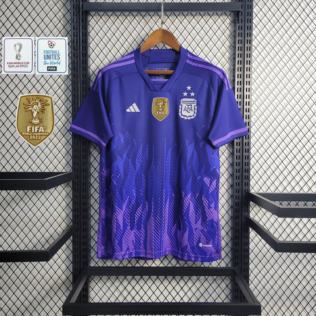 Argentina 3 Star Away World Cup 2022 Jersey With All Badges